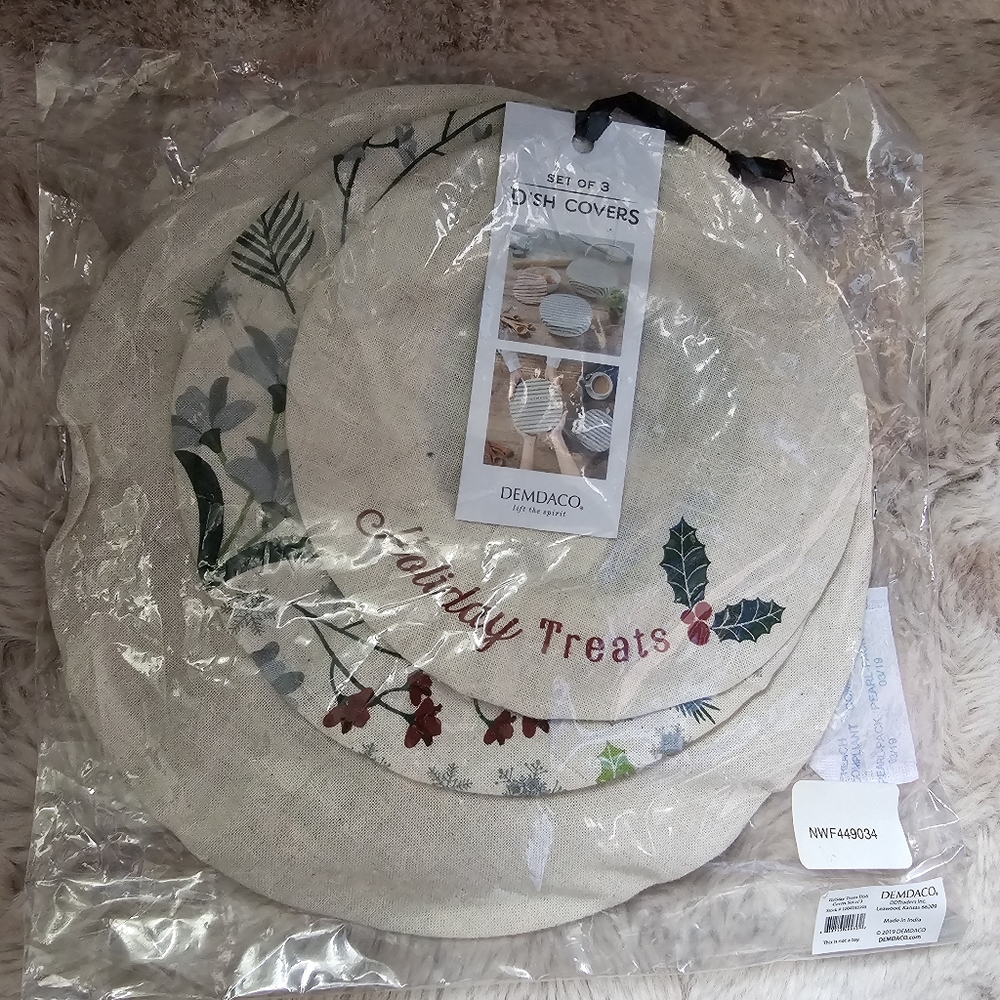 NWT 2019 Demdaco Holiday Treats Dish Covers - 3 Pieces